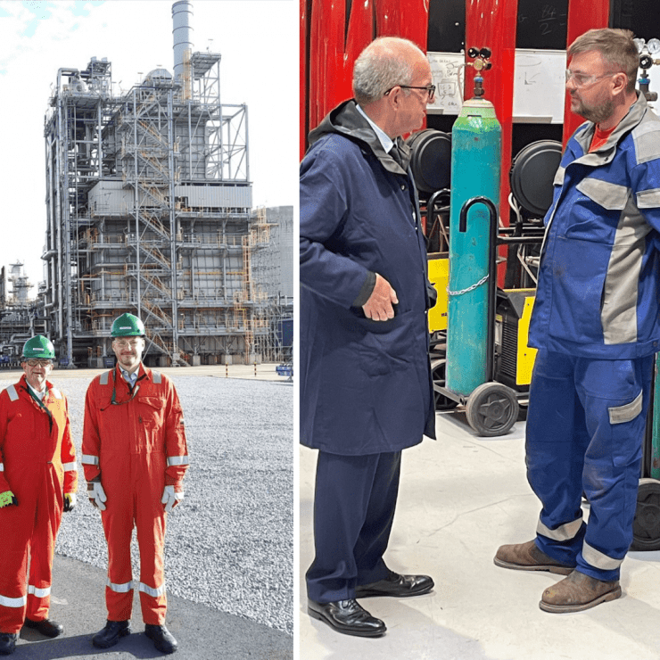 Andrew Hockey On A Tour Of INEOS Acetyls At Saltend Humberside Left With Instructor Danny Williams At Pembrokeshire College And Welding At Neath Port Talbot College In Wales Aspect Ratio 740 740