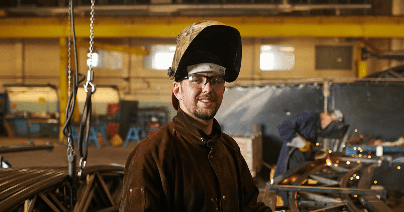 Apprentice Wearing PPE Working On Metal Welding Aspect Ratio 760 400