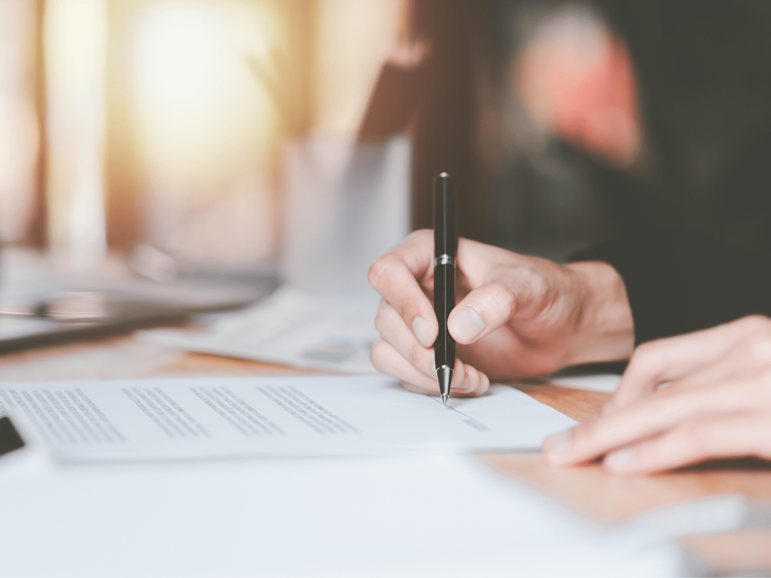 Commercial & Contract Business Person Signing A Commercial Contract With A Black Pen