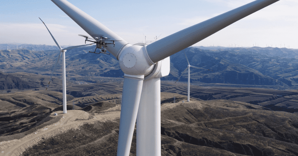 Drone Flying Close To A Wind Turbine Aspect Ratio 760 400