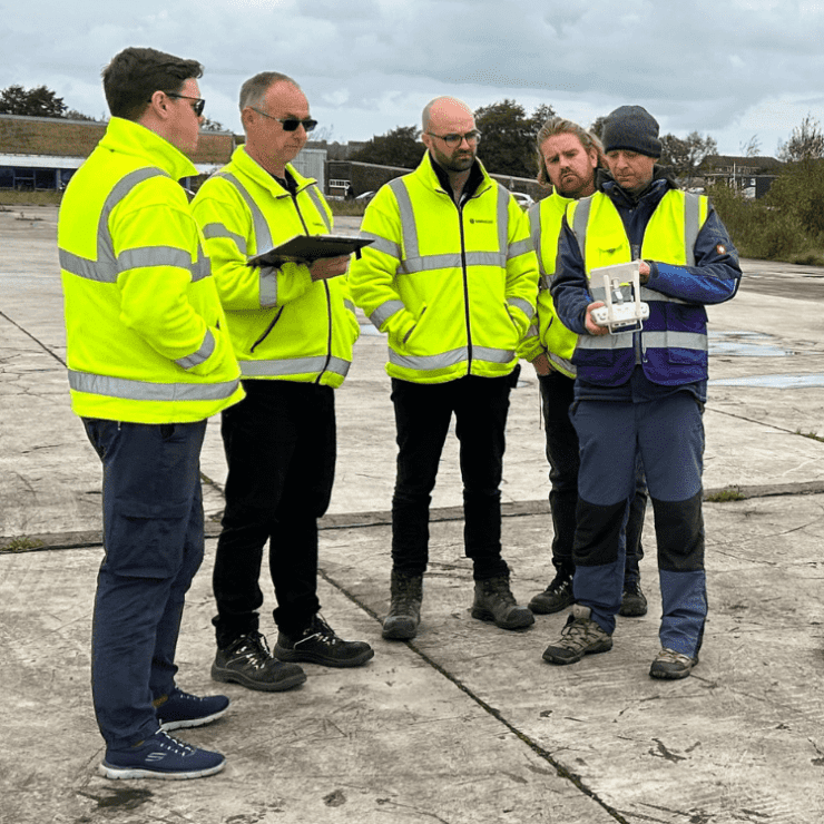 Sellafields Cohort On The ECITB Foundation Drone Course Going Through Pre Flight Checks With Elliott Corke From Global Drone Training Aspect Ratio 740 740