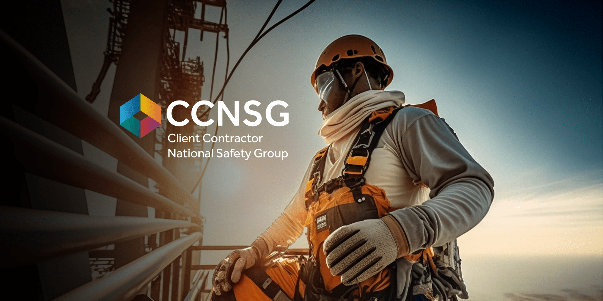 CCNSG Person Wearing A Hard Hat Working At Height With CCNSG Logo 1 Aspect Ratio 1160 580